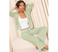 Lipsy Mint Green Petite Velour Relaxed Wide Leg Jogger Trousers