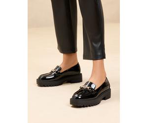 Lipsy Mocassins Lipsy en similicuir à bordure Or épaisse Brevet noir EU 38 W (UK 5)