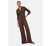 Lipsy Lipsy Chocolate Brown Petite Wide Leg Crinkle Trousers
