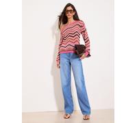 Lipsy Pull-over brun foncé / rose / rose clair / blanc, Taille L