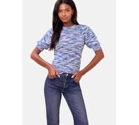 Lipsy Lipsy Blue Multi Stitchy Scallop Puff Short Sleeve Knit Top