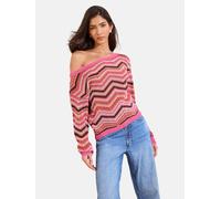 Lipsy Pull-over brun foncé / rose / rose clair / blanc, Taille L