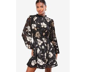 Lipsy Robe beige / beige foncé / noir, Taille 44