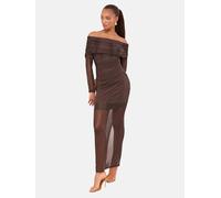 Lipsy Robe beige clair / chocolat, Taille 36