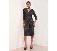 Lipsy Robe cache-caur Lipsy coupe mi-longue Similicuir noir EU 34 (UK 6)