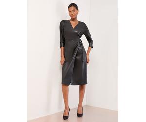 Lipsy Robe cache-caur Lipsy coupe mi-longue Similicuir noir EU 34 (UK 6)