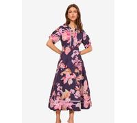 Lipsy Lipsy Navy Petite Premium Floral Print Embellished Placket Midi Dress With Viscose Navy EU 40 (UK 12)