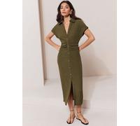lipsy Robe chemise Mi-long texturée à manches courtes Lipsy vert FR 46 (EU 44)
