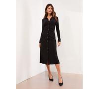 Lipsy Lipsy Black Jersey Button Through Midi Shirt Dress Black EU 38 (UK 10)