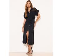 Lipsy Robe chemise Mi-longue Lipsy boutonnée et détails en maille Noir FR 44 (EU 42)