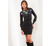 Lipsy Mini robe Lipsy de Noël en maille à Col rond Etoile noire EU 46 (UK 18)