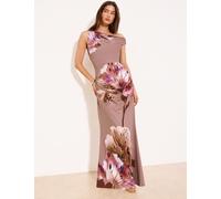 Lipsy Robe longue Lipsy à épaules dénudées et imprimé floral Bleu clair 34