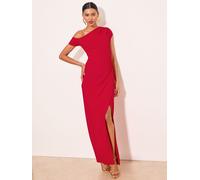 lipsy Robe longue Lipsy à épaules dénudées et taille froncée rouge FR 36 (EU 34)