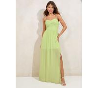 Lipsy Robe longue Lipsy en maille froncée à bretelles ornées Vert citron EU 46 (UK 18)