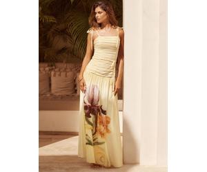 Lipsy Robe longue Lipsy X Mandy Sade imprimé fleuri et taille basse Jaune EU 42 (UK 14)
