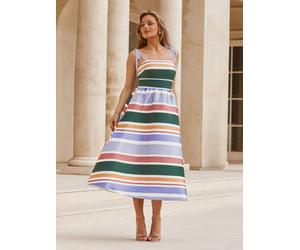 Lipsy Robe mi-longue de bal Lipsy en satin à rayures, à bretelles et évasée Multicolore 38