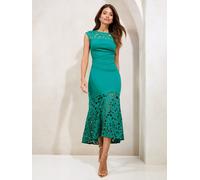 Lipsy Robe Midaxi Lipsy évasée avec ourlet en dentelle Vert à la menthe EU 32 (UK 4)