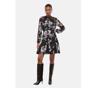 Lipsy Lipsy Imprimé Dentelle insert et clous Manches longues Col montant Robe courte cintrée Floral noir EU 42 (UK 14)