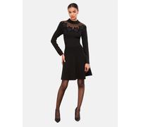 Lipsy Lipsy Black Mini Mesh Yoke Appliqué Flower Skater Dress Black EU 46 (UK 18)