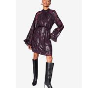 Lipsy Lipsy Purple Metallic Petite Long Sleeve High Neck Waisted Mini Dress Purple Metallic EU 42 (UK 14)