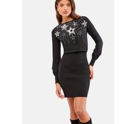 Lipsy Robes en maille noir / argent, Taille XXXL