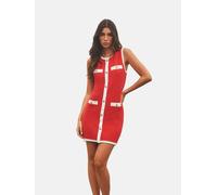 Lipsy Lipsy Red Tipped Textured Sleeveless Knitted Mini Dress Red EU 42 (UK 14)