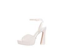Lipsy Lipsy White Bridal Satin Pearl Embellished High Platform Block Heeled Sandals