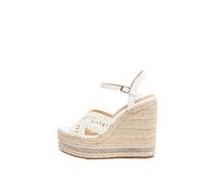 Lipsy Lipsy White Woven Diamante Embellished High Espadrille Wedge Summer Sandals