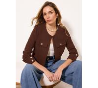 Lipsy Veste courte utilitaire en lin mélangé Lipsy Brun FR 38 (EU 36)