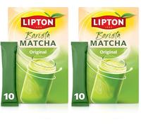 Lipton Barista Matcha Original, Boisson à l'avoine, Format sticks prêts à l'emploi (10 sticks) pour une expérience coffee shop à la maison, version chaude ou froide, Sans sucres ajoutés* (Lot de 2)