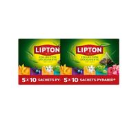 Lipton | Coffret de thés Verts | 50 Sachets de Thé Pyramid | 5 Saveurs Différentes dont Hibiscus Framboise | Pour thé Chaud ou Glacé | Sachets de Thé d'Origine Végétale | Lot de 2