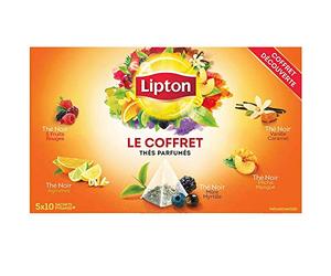 Lipton Coffret Découverte Assortiment de 5 Thés Noirs, Label Rainforest Alliance 50 Sachets