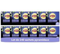 Lipton Earl Grey Thé Noir Aromatisé Bergamote d'Italie, 20 Sachets (Lot de 12)