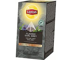 Lipton Exclusive Selection Thé Noir Earl Grey, Pérales de bleuets et Bergamote, Label Rainforest Alliance, 25 Sachets Pyramides