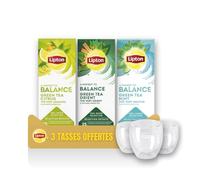Lipton Feel good Selection- 3 saveurs + 3 tasses OFFERTES - Thé vert - Menthe, Agrume, Orient