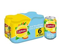 Lipton Ice Tea Boisson aux Extraits de Thé Saveur Pêche Zéro Sucres, 6 x 33cl