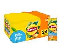 LIPTON Ice Tea Thé Glacé Sans Sucres Saveur Pêche - Lot de 24x33cl