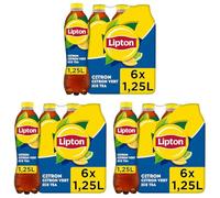 LIPTON Ice Tea Thé Glacé Saveur Citron et Citron Vert - Lot de 18x1,25L