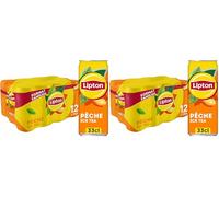 LIPTON Ice Tea Thé Glacé Saveur Pêche - Lot de 24x33cl