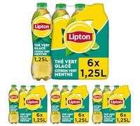 LIPTON Ice Tea Thé Vert Glacé Saveur Citron Vert et Menthe - Lot de 24x1,25L