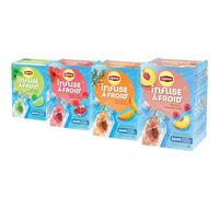 Lipton Infuse à Froid, Assortiment de 4 Parfums, Boisson d'été rafraichissante, Eau aromatisée healthy, Grenade Hibiscus, Pêche Framboise, Mangue Rooibos, Menthe Citron Vert, 60 sachets Pyramid