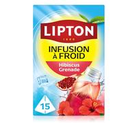 LIPTON Infuse à froid Hibiscus & grenade 15 sachets