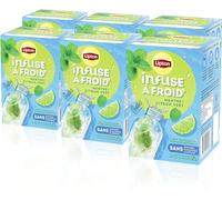 Lipton, Infuse à Froid, Infusion à Froid, Goût Citron & Menthe, Idéale pour le Thé Glacé, Ingrédients d'Origine 100% Naturelle, 6x15 Sachets Pyramid