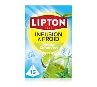 Lipton, Infuse à Froid, Infusion à Froid, Goût Citron & Menthe, Idéale pour le Thé Glacé, Ingrédients d'Origine 100% Naturelle, 15 Sachets Pyramid