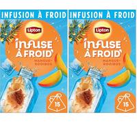Lipton, Infuse à Froid, Infusion à Froid, Goût Mangue et Rooibos, Idéale pour le Thé Glacé, Ingrédients d'Origine 100% Naturelle, 15 Sachets Pyramid (Lot de 2)