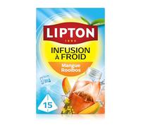 Lipton, Infuse à Froid, Infusion à Froid, Goût Mangue et Rooibos, Idéale pour le Thé Glacé, Ingrédients d'Origine 100% Naturelle, 15 Sachets Pyramid
