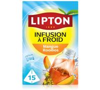 Lipton, Infuse à Froid, Infusion à Froid, Goût Mangue et Rooibos, Idéale pour le Thé Glacé, Ingrédients d'Origine 100% Naturelle, 15 Sachets Pyramid