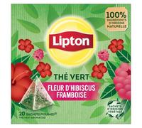 LIPTON - Infusion Fruité Thé Vert Hibiscus et Framboise, Saveur Rafraîchissante (20 Sachets) - Lot de 3 - vendu par Lot