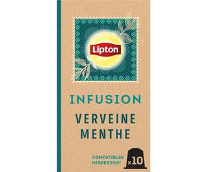 Lipton, Infusion Goût Verveine Menthe, Fraîcheur,Capsules Compatibles Nespresso, Ingrédients d'Origine 100% Naturelle, 10 Capsules