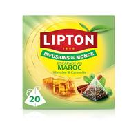 Lipton, Infusion Maroc, Goût Menthe et Cannelle, Fraîcheur, Ingrédients d'Origine 100% Naturelle, 20 Sachets Pyramid